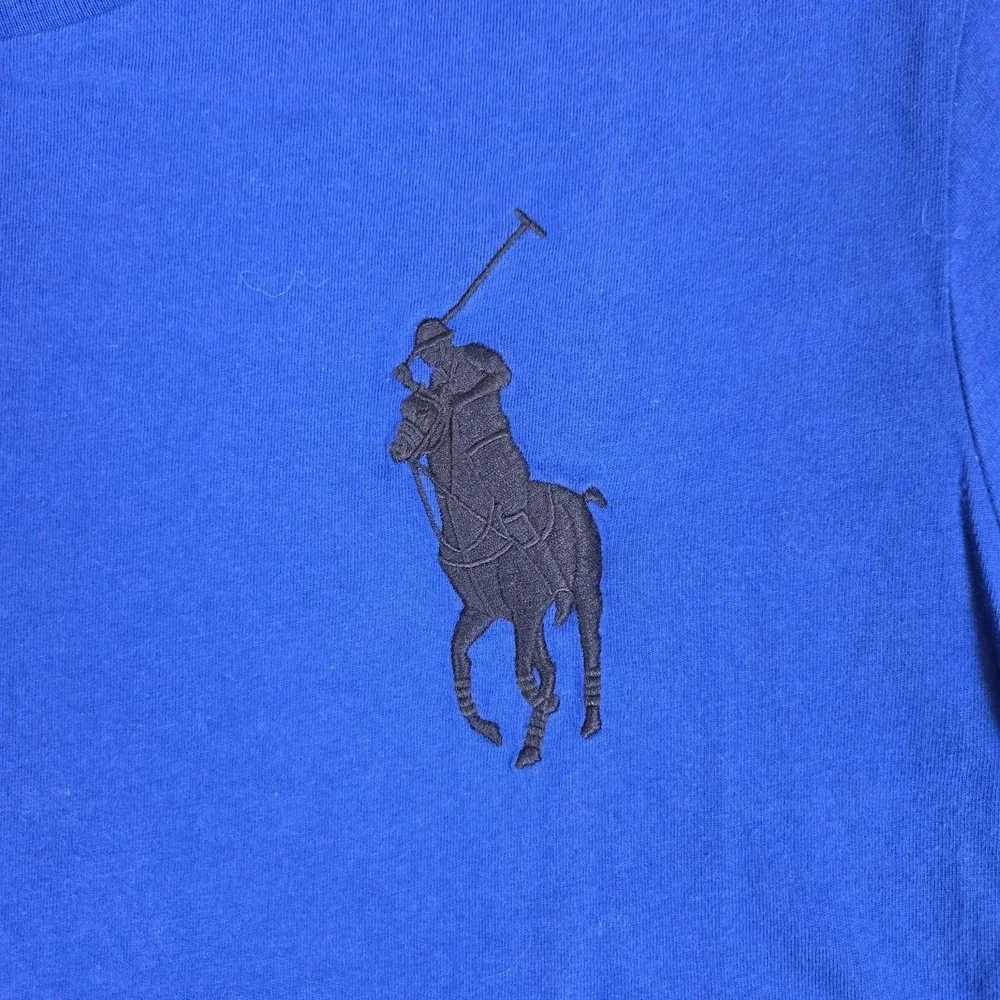 Polo Ralph Lauren T-Shirt Mens Large Big Pony Jersey Blue #3 Cotton Short Sleeve